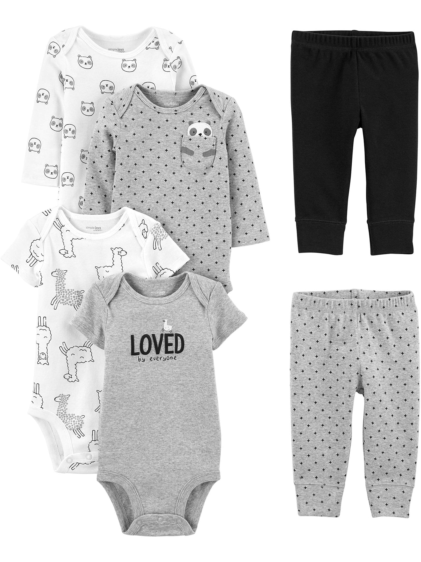 Simple Joys by Carters Baby 6-Piece Bodysuits (Short and Long Sleeve) and Pants Set