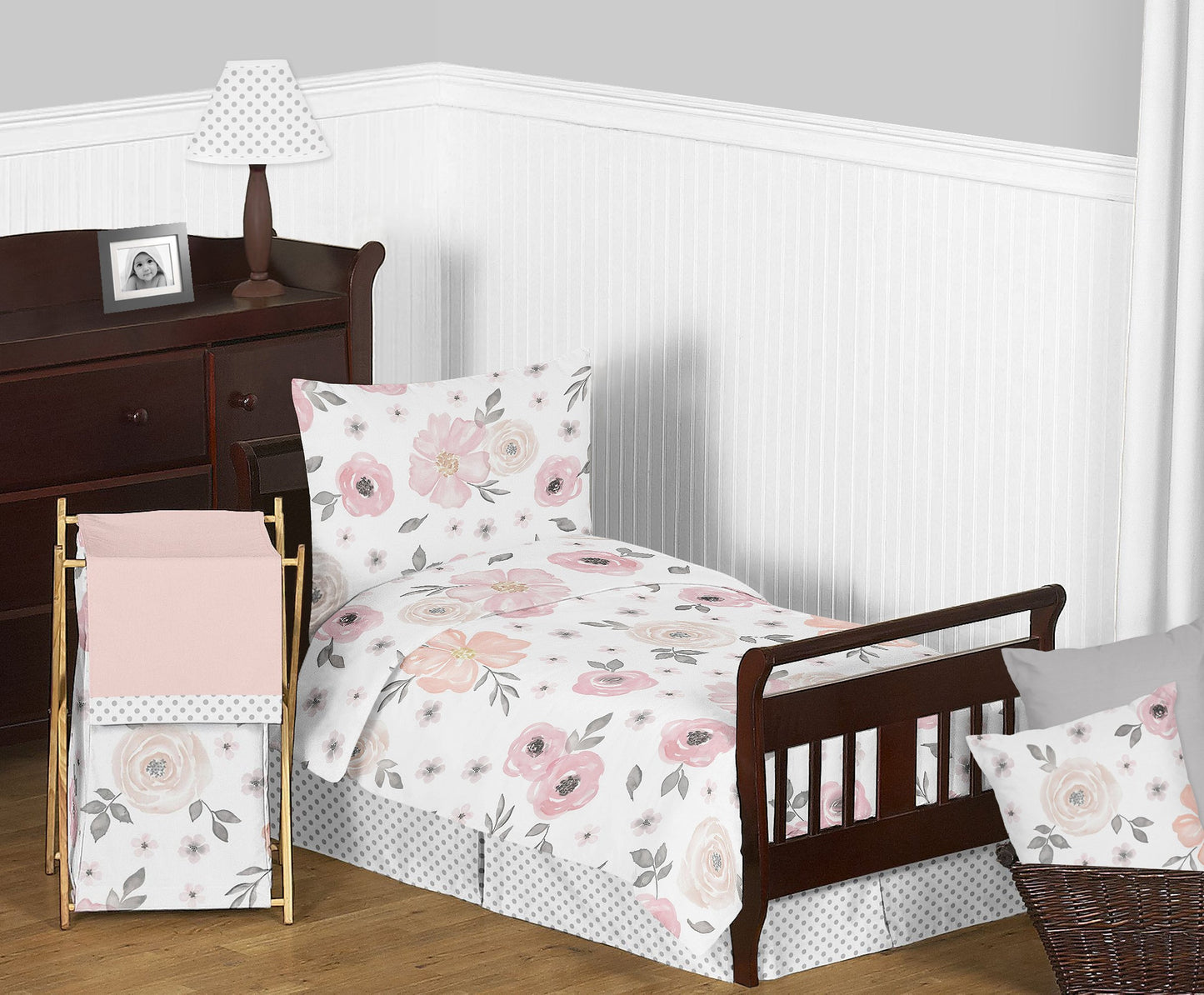 Sweet Jojo Designs Blush Pink, Grey And White Shabby Chic Playmat Tummy Time Baby And Infant Play Mat For Watercolor Floral Coll