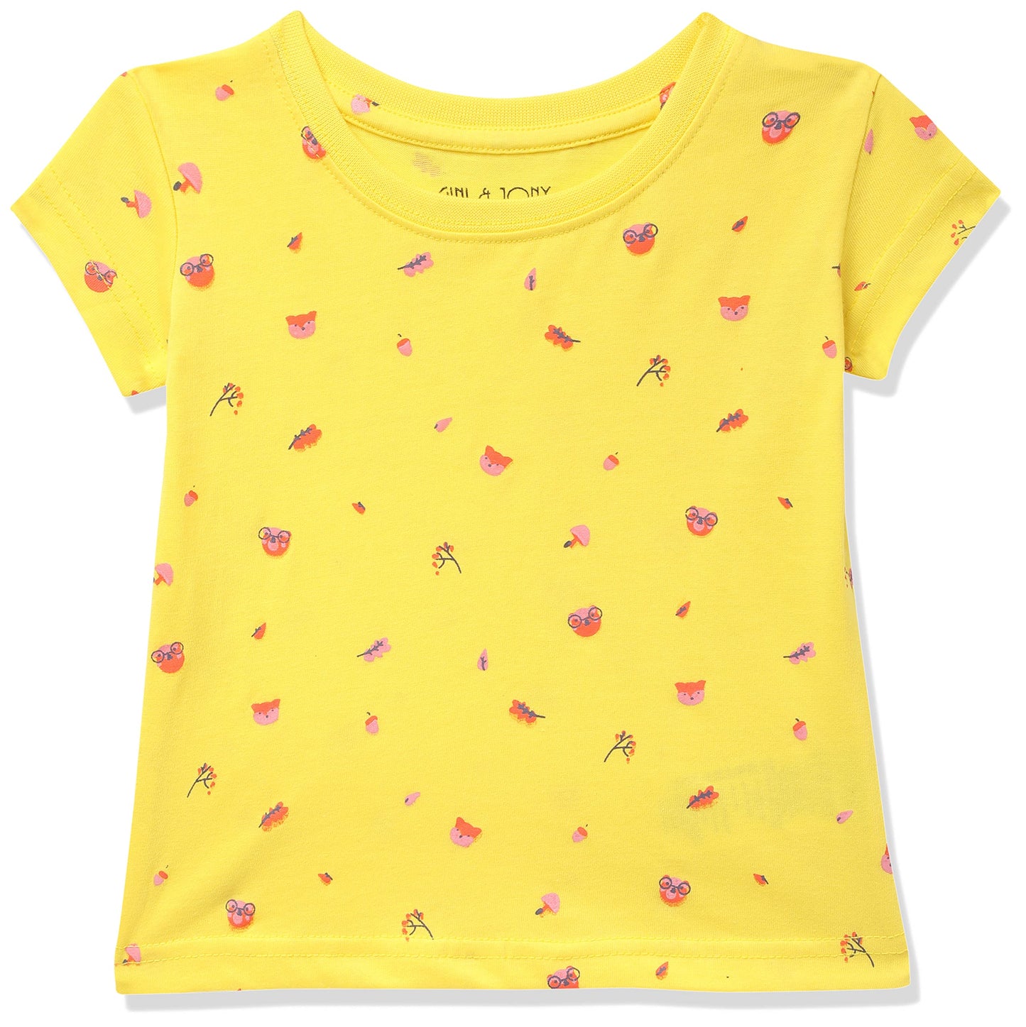 Gini & Jony BabyGirls Solid Regular TShirt (121246526208T Blazing Yellow(C317) 12M)