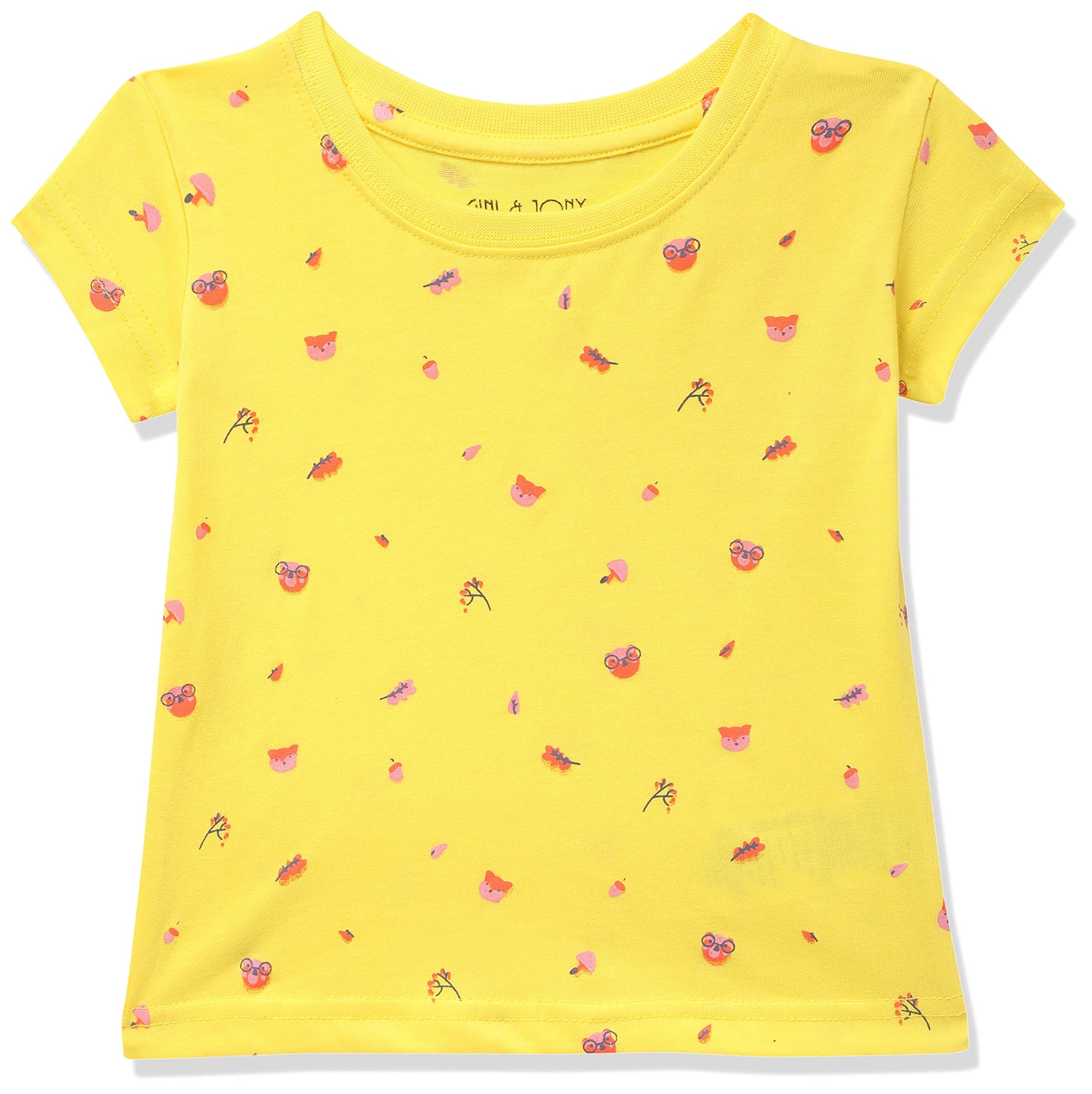 Gini & Jony BabyGirls Solid Regular TShirt (121246526208T Blazing Yellow(C317) 12M)
