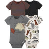 Gerber Baby Boys' 4-Pack Short Sleeve Onesies Bodysuits, Dino Grey, 0-3 Months