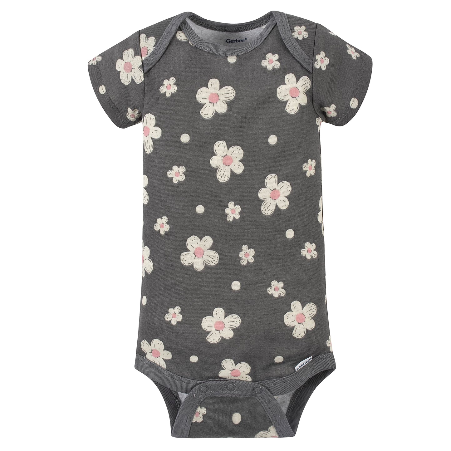 Gerber Baby Girls' 4-Pack Short Sleeve Onesies Bodysuits, Leopard Pink, Newborn