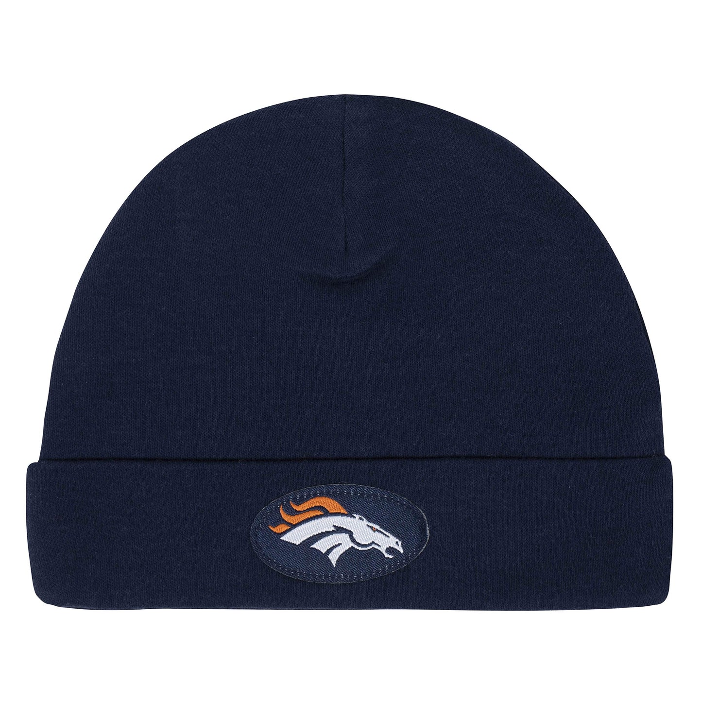 Gerber Nfl Denver Broncos 3 Pack Bodysuit Footed Pant And Cap Registry Gift Set, Blue/White Denver Broncos, 0-3M