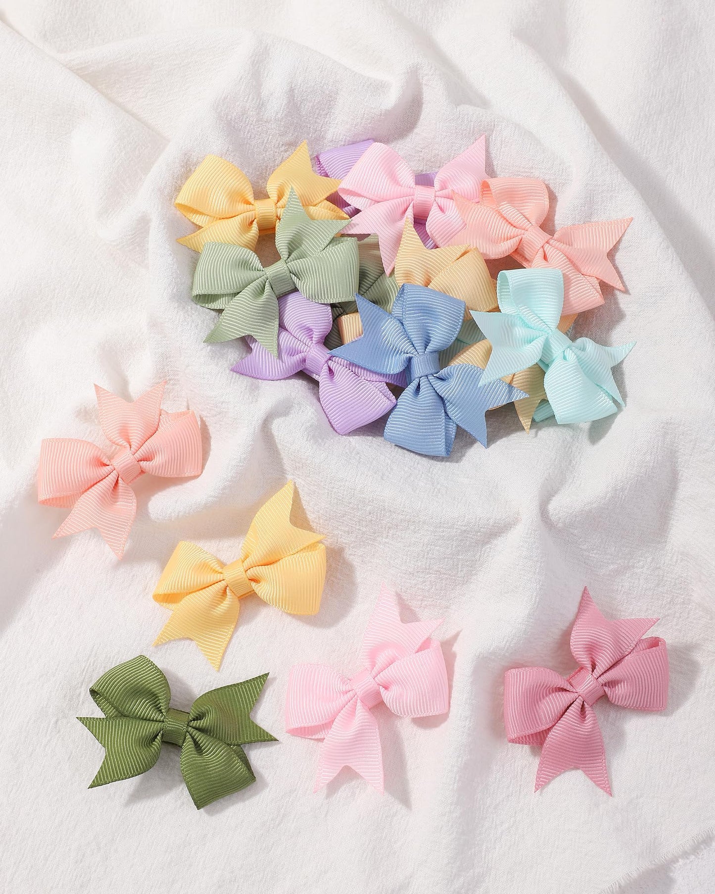 Doboi 40Pcs 2'' Baby Hair Bows Clips Fully Lined Grosgrain Boutique Solid Ribbon Mini Bows For Girls Teens Infants Kids Toddlers