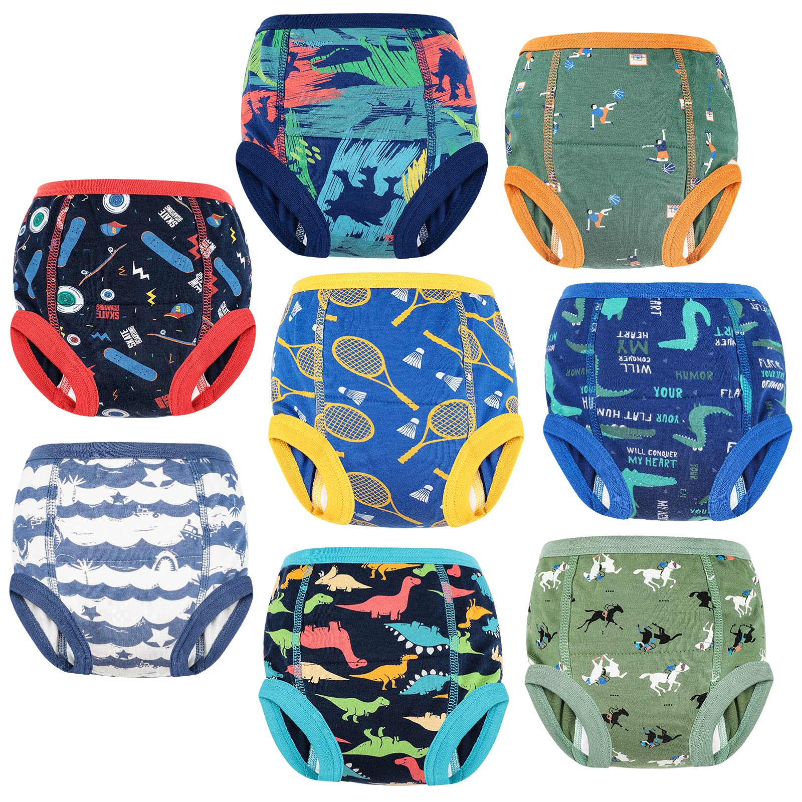 Moomoo Baby Potty Training Underwear For Boys And Girls 8 Packs Cotton Reusable Toddler Training Pants Boys 5T Multi-Color