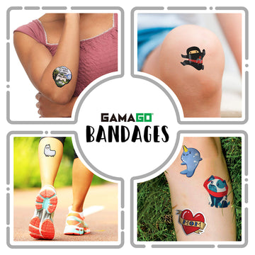 GAMAGO Ninja Bandages for Kids & Kidults - Set of 18 Individually Wrapped Self Adhesive Bandages - Sterile, Latex-Free & Easily