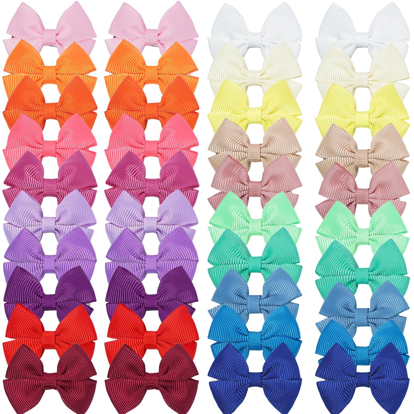 Cellelectin 40Pcs Hair Bow Clips 2Inch Mini Hair Clips For Baby Fine Hair 20 Colors In Pairs