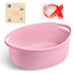 Bufims Small Woven Pink Gifts Basket for Storage Empty with Ribbons and Bags Durable Cute Gifts 12X 8 X 5 Small Rope Basket for 