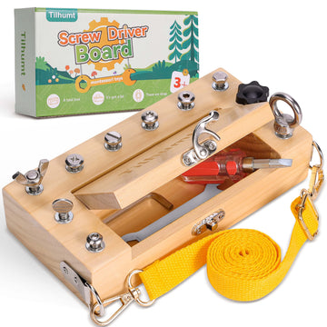 Tilhumt Montessori Screwdriver Board Set for Kids, Storage Wooden Toddler Real Tools Preschool Toys Fine Motor Skills Toys for 3