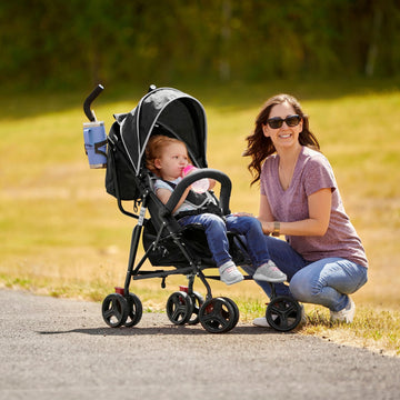 Dream On Me Vista Moonwalk Baby Stroller In Black, Lightweight Infant Stroller With Compact Fold, Multi-Position Recline Umbrell