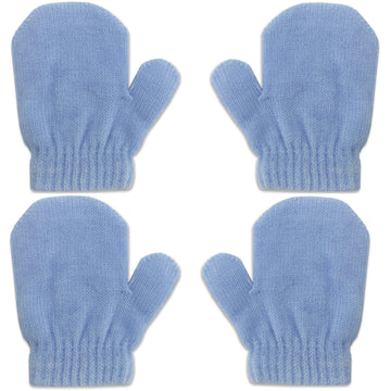 Grinderpunch 2 Pair Pack Infant Baby Boys Girls Mittens Warm Knitted For Winter Gloves (2 Pack Light Blue)