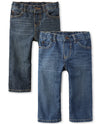 The Children'S Place Baby Boys And Toddler Basic Straight Leg Jeans, Carbon Wash/Dk Juptier 2 Pack, 3T Us