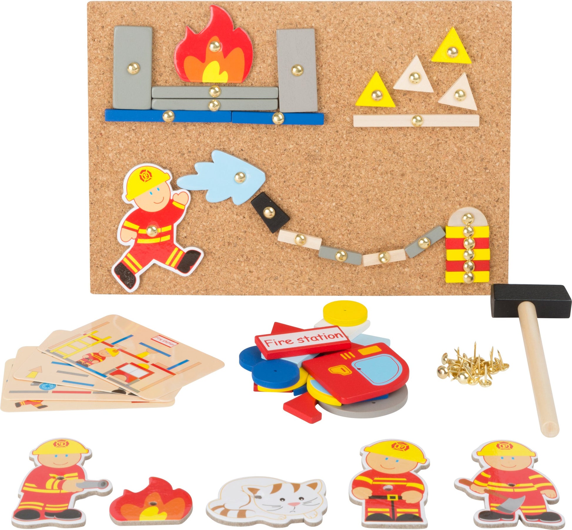 Small Foot Wooden Toys Fireman Theme Hammer Arts and Crafts playset Designed for Children Ages 6+, Multi (10581)