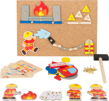 Small Foot Wooden Toys Fireman Theme Hammer Arts and Crafts playset Designed for Children Ages 6+, Multi (10581)