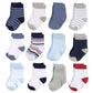 Hudson Baby Unisex Cotton Rich Newborn And Terry Socks, Boy Stripe White, 6-12 Months