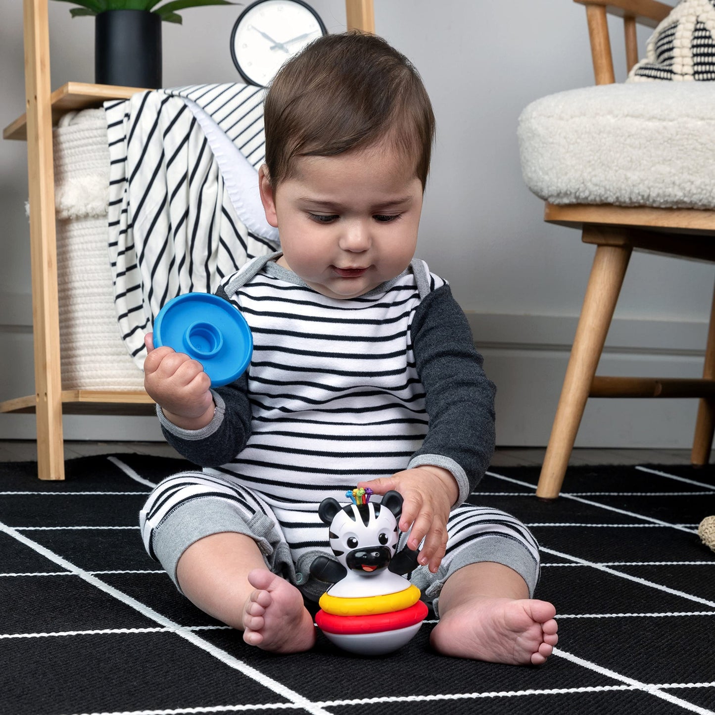 Baby Einstein Stack & Wobble Zen BPA Free Teether Toy for Cause and Effect Learning, Infants Ages 3 Months and up