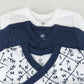 Honestbaby 3-Pack Organic Cotton Long Sleeve Side-Snap Kimono Bodysuits, Compass Blue, Newborn