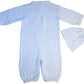 Christening Day 100% Cotton Baby Blue Boys 2 Piece Cable-Knit Longall With Cap - 6 Month