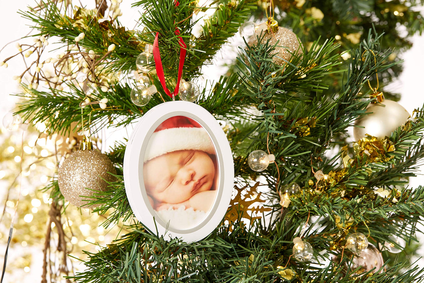 Pearhead Babyprints Double-Sided Christmas Photo Ornament With Clean Touch Ink Pad, Newborn Handprint Or Footprint Kit, 2 Sided