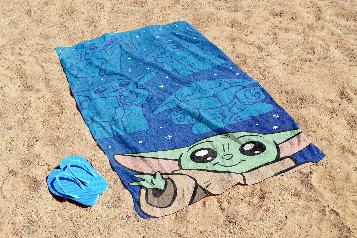 Jay Franco Star Wars The Mandalorian Kids Bath Pool Beach Towel - Super Soft & Absorbent Grogu, Baby Yoda 100% Cotton Towel, Mea