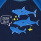 Gerber Baby Boy'S Toddler Long Sleeved Rashguard Swim Bathing Suit Set, Blue And White Sharks, 12 Months