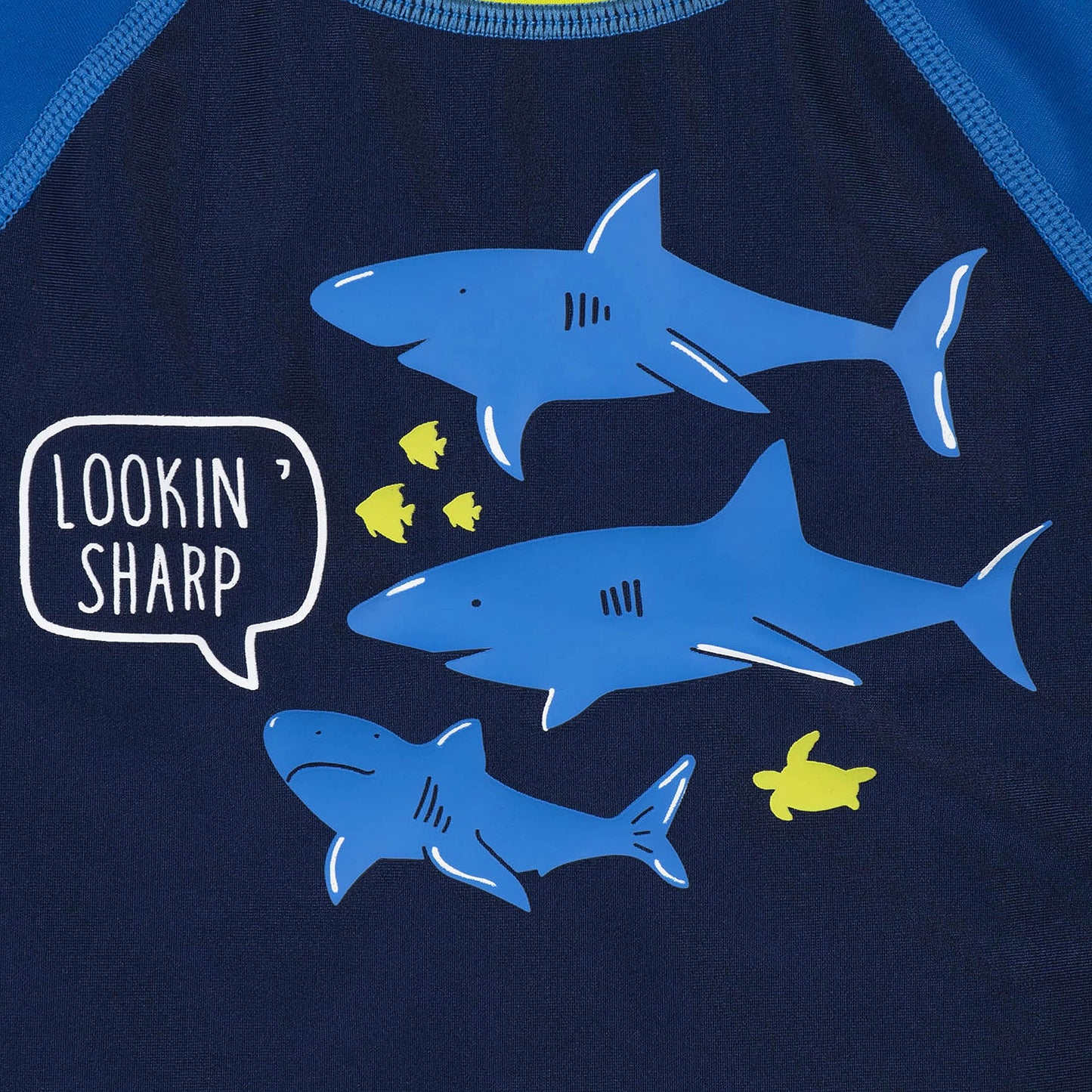 Gerber Baby Boy'S Toddler Long Sleeved Rashguard Swim Bathing Suit Set, Blue And White Sharks, 12 Months