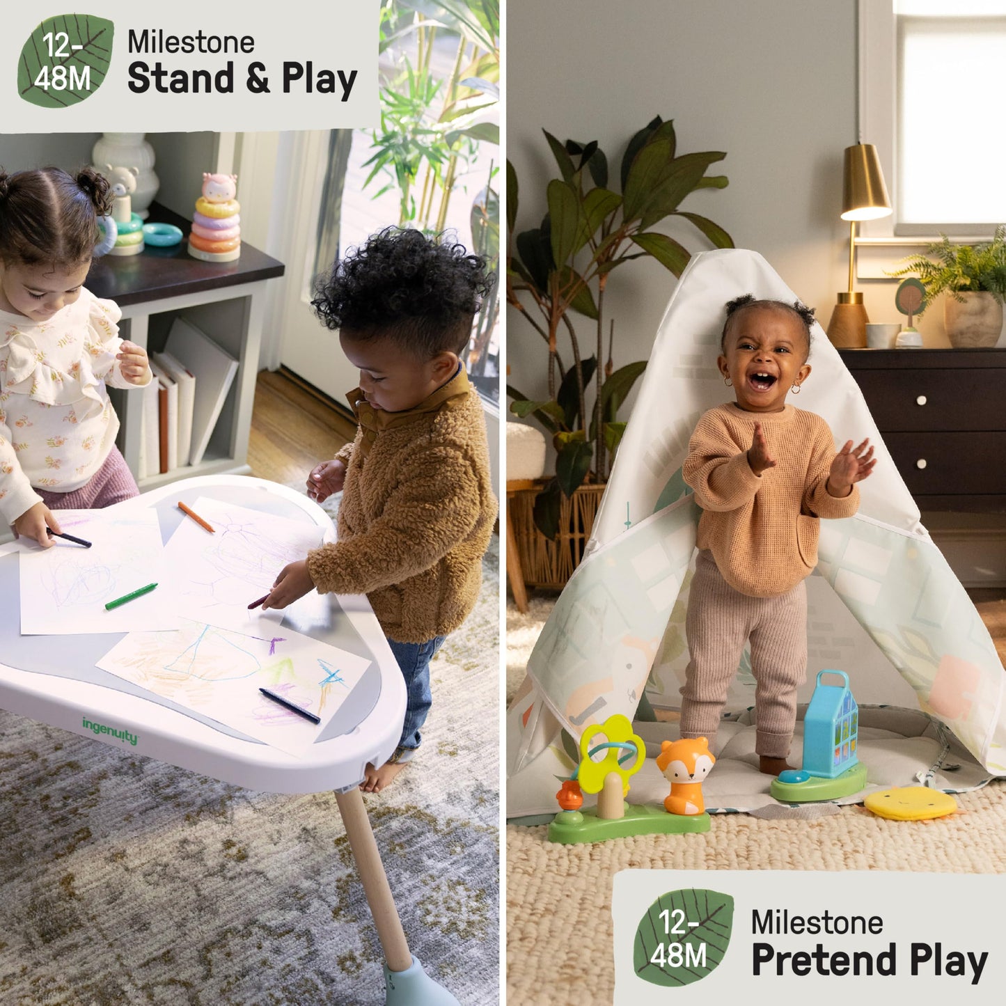 Ingenuity Tummy-To-Toes 6-In-1 Milestone Center, Play Gym, Foldable Mat, Music And Nature Sounds, Lights, Activity Jumper, Table