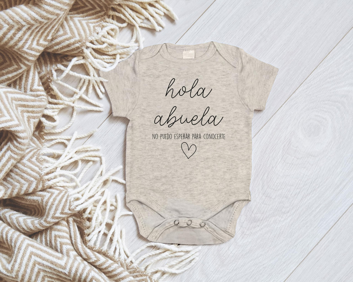 Hola Abuela Spanish Pregnancy Announcement Infant Bodysuit For Grandma - Abuelito Gift For New Baby Reveal! (Natural)