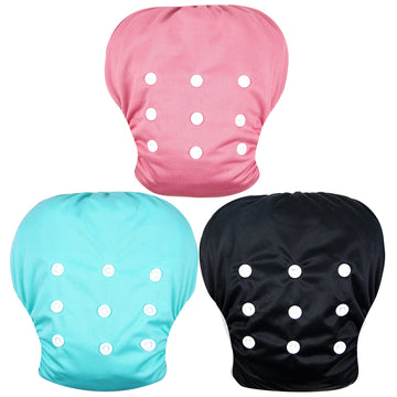 Wegreeco Baby & Toddler Snap One Size Adjustable Reusable Baby Swim Diaper (Red, Blue, Black, Small, 3 Pack)