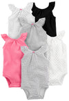 Simple Joys By Carter'S Baby Girls' 6-Pack Short-Sleeve Bodysuit, Multicolor/Dots/Hearts, Newborn