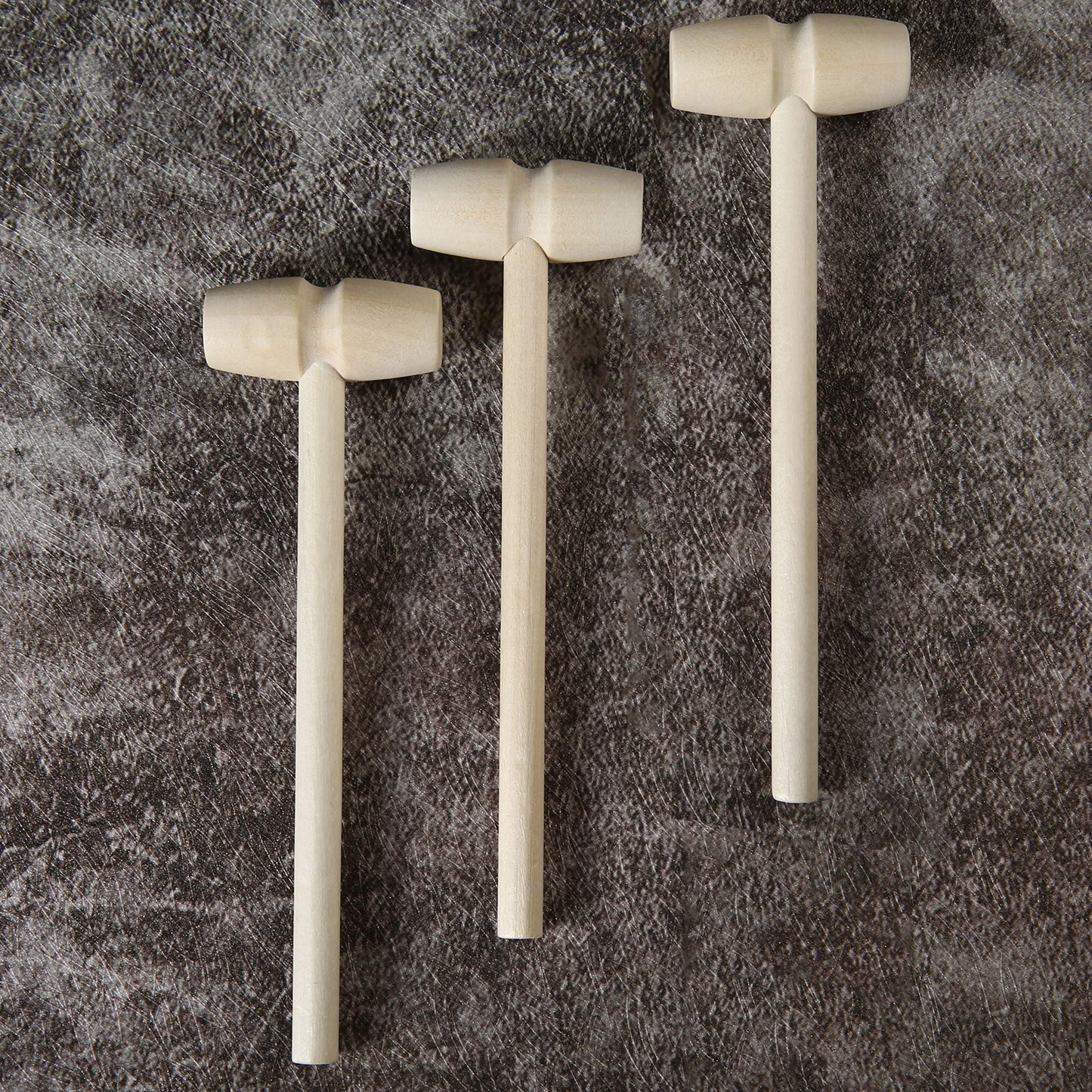 50 Pcs Mini Wooden Hammers for Breakable Chocolate Bulk, Natural Wood Toy Mallets for Kids