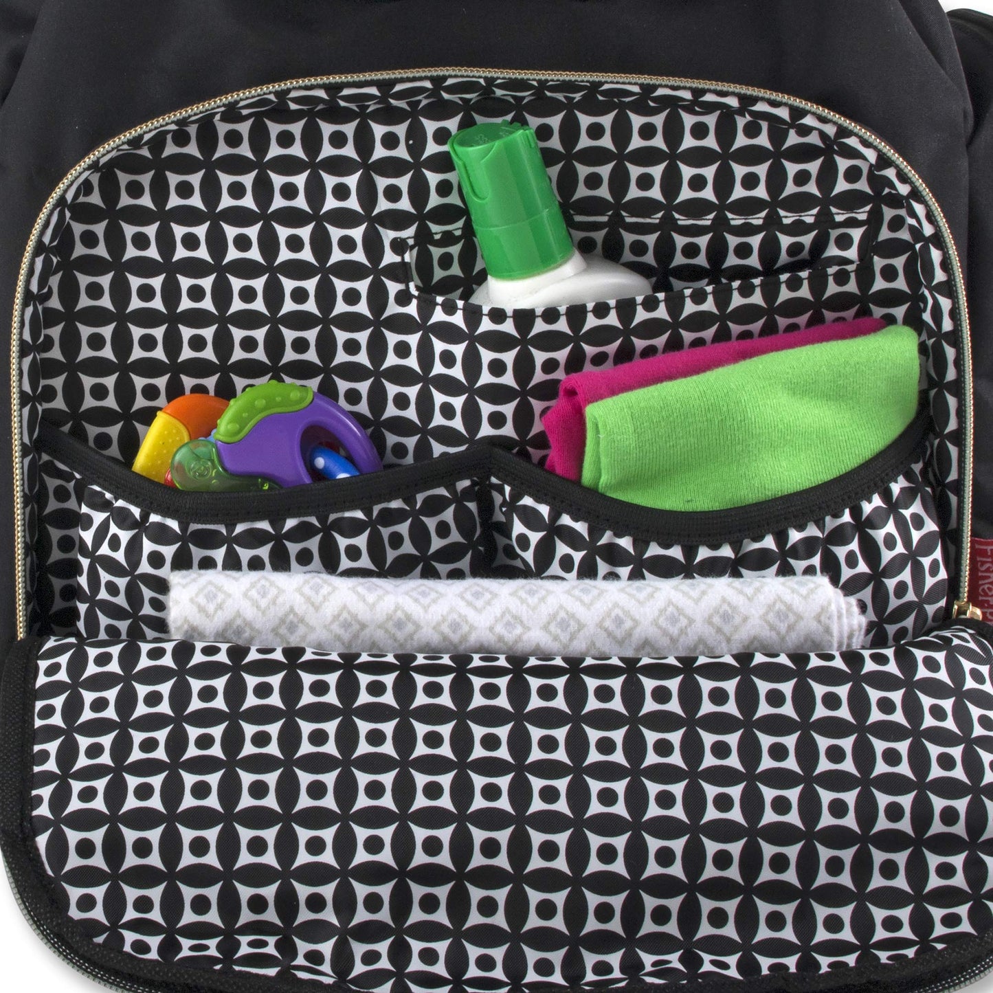 Modern Quilted Diaper Bag Backpack And Multipurpose Travel Drawstring Baby Bag - 3 Piece Set (Black)