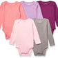 Hanes baby boys Ultimate Flexy 5 Pack Long Sleeve Bodysuits Bodystocking, Purple/Pink, 12-18 Months US