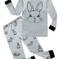 Family Feeling Baby Boys Girls Rabbit Easter Pajamas Cotton Grey Pjs Long Sleeve Jammies Bunny Infant Kids Size 18-24 Months