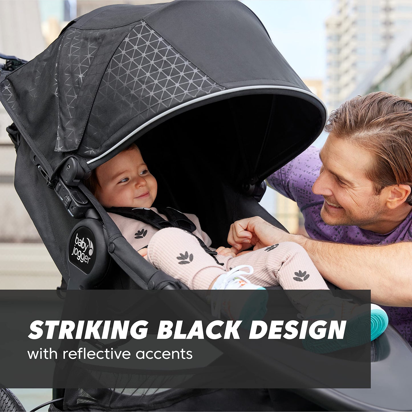Baby Jogger Summit X3 3-Wheel Jogging Stroller With Hand Brake, One-Hand Compact Fold & All-Wheel Suspension, Midnight Black