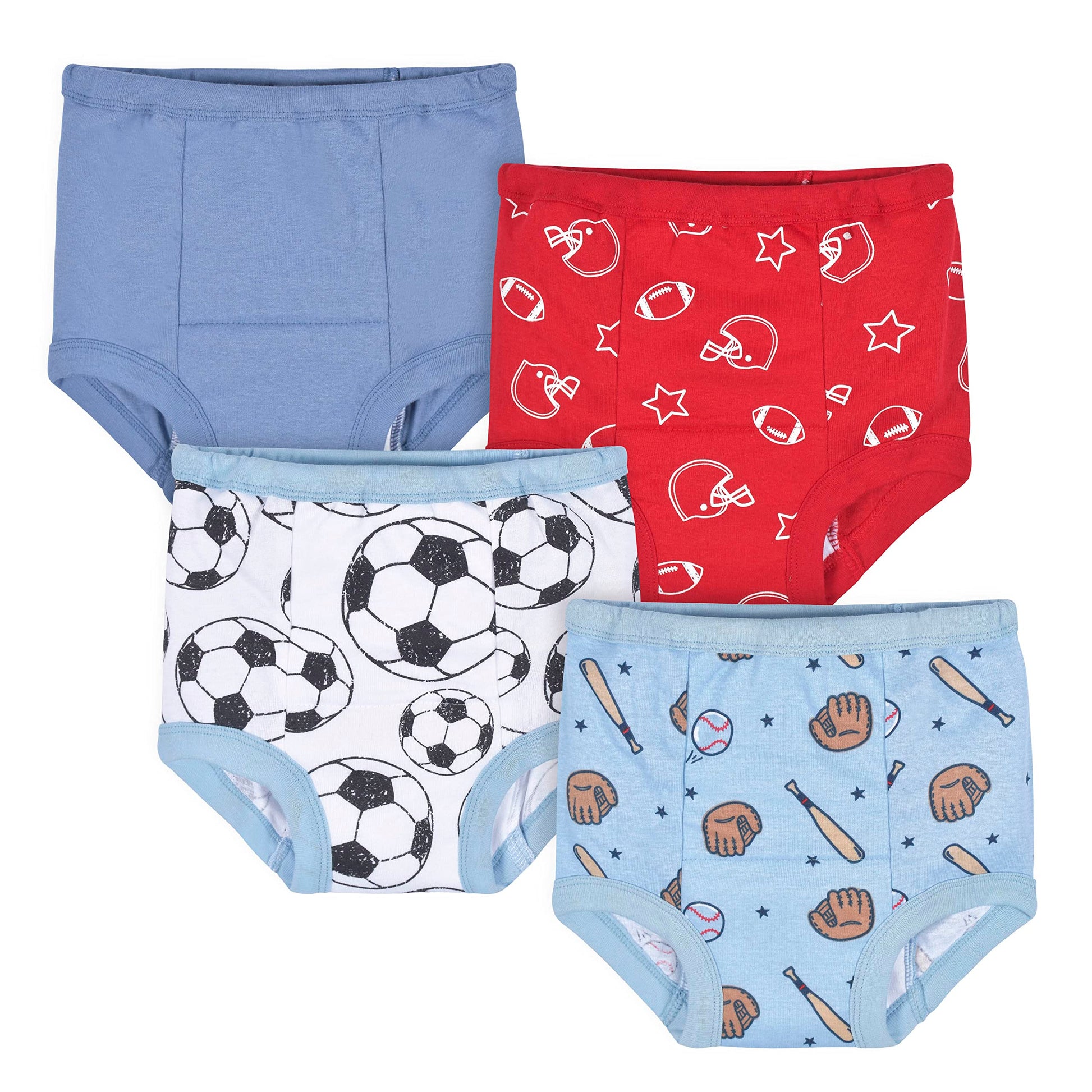 Gerber Baby Boys Infant Toddler 4 Pack Potty Training Pants Underwear Sports Red And Blue 2T