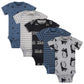 Grow by Gerber Baby Boys 5-Pack Short-Sleeve Onesies Bodysuits, Black/White/Grey/Blue, 6-9 Months