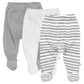 Honestbaby Unisex Baby 3-Pack Organic Cotton Footed Harem Pants, Sketchy Stripe, Newborn Us