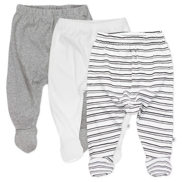 Honestbaby Unisex Baby 3-Pack Organic Cotton Footed Harem Pants, Sketchy Stripe, Newborn Us