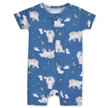 Gerber Unisex Baby Buttery Soft Short Sleeve Romper With Viscose Made From Eucalyptus, Polar Bear, 3-6 Months
