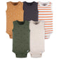 Gerber Baby Boys Multi-Pack Sleeveless Onesies Bodysuit Green Stars 3-6 Months