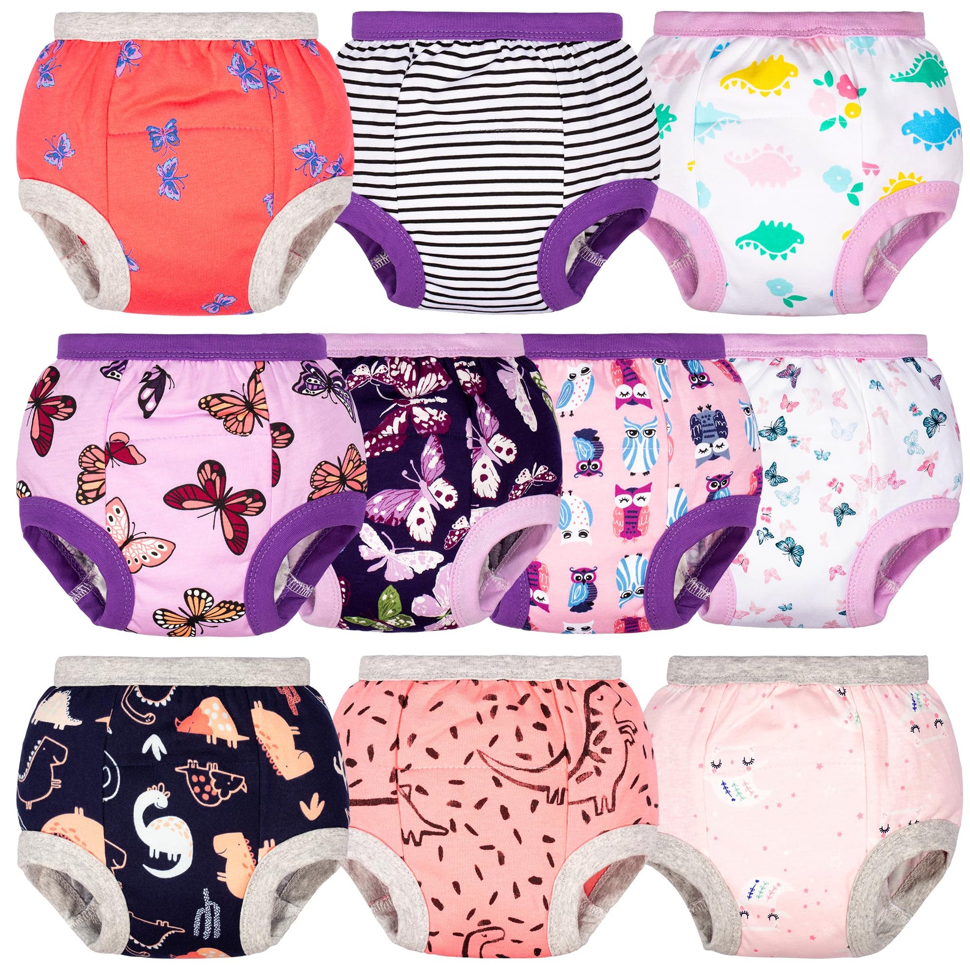 Big Elephant Baby Girls Training Underwear, Toddler Cotton Potty Training Pants Soft Absorbent, 9-10Y