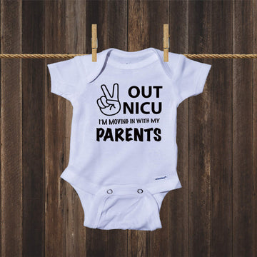 Ink Trendz Peace Out Nicu I'M Going Home With My Parents- Miracle Babies- Nicu Baby Onesie One-Piece Bodysuit (Preemie, Black)
