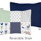 Navy Blue, Mint And Grey Woodsy Deer Boys Toddler Bedding 5 Piece Comforter Sheet Set