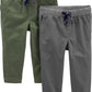 Simple Joys by Carters Baby Boys 2-Pack Pull On Pant, Green/Grey, 3T