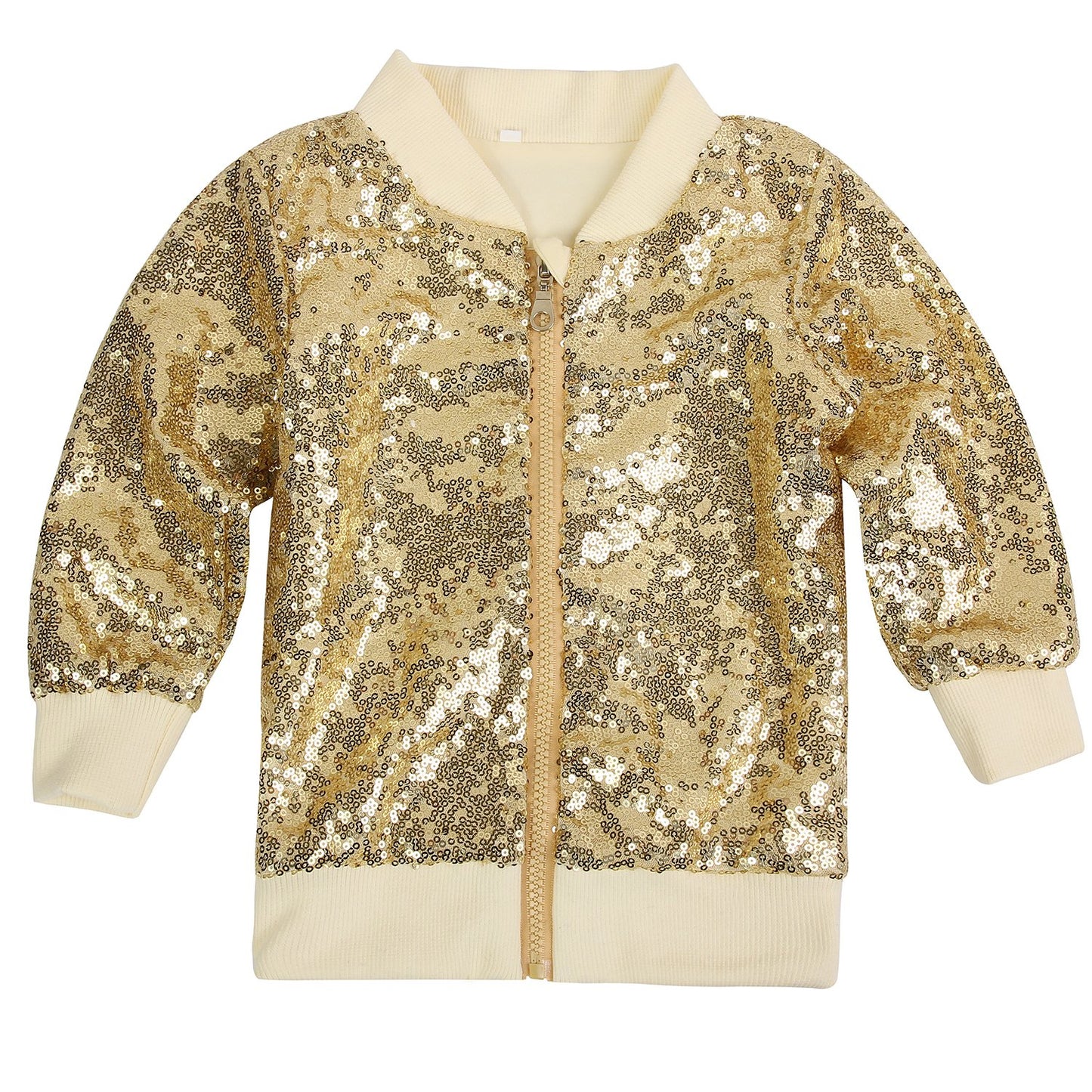 Cilucu Kids Jackets Girls Boys Gold Sequin Zipper Coat Jacket For Toddler Long Sleeve Clothes 7-8T