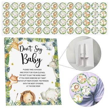 100 Safari Jungle Baby Shower Games Decorations, Safari Dont Say Baby Shower Game Set, Wild Animal Themed Dont Say Baby Shower G