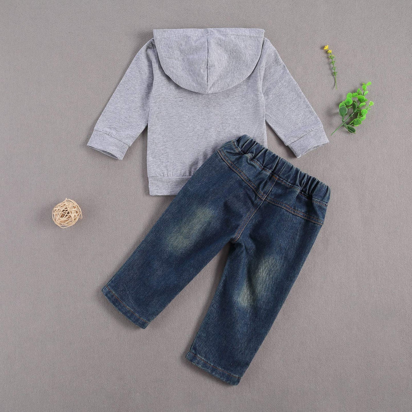 Fhutpw Toddler Baby Boy Outfits Hoodie Sweatshirts & Jeans Clothes Set Fall Winter 6 9 12 18 24 Months (C-Gray, 6-12 Months)