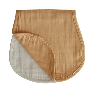 Mushie Muslin Baby Burp Cloths | 100% Organic Cotton, Set Of 2 (Fall Yellow/Fog)