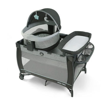 Graco Pack N Play Travel Dome Dlx Playard, Astin With Portable Bassinet And Integrated Storage Organizer